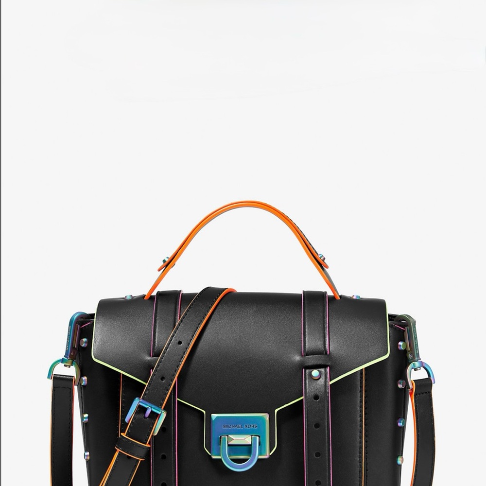 Michael Kors Black and Orange Satchel Bag